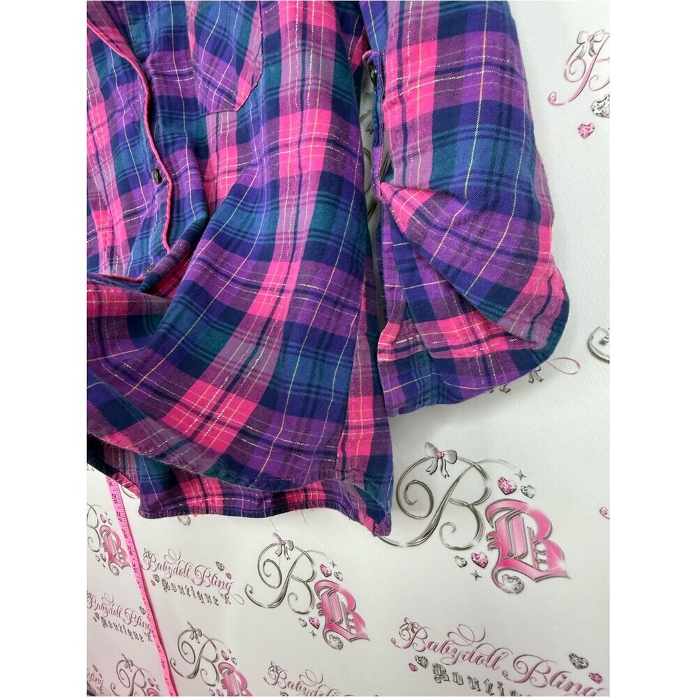 Victoria's Secret shirt Pink & Purple Plaid Button-Down Shirt - Picture 4 of 11